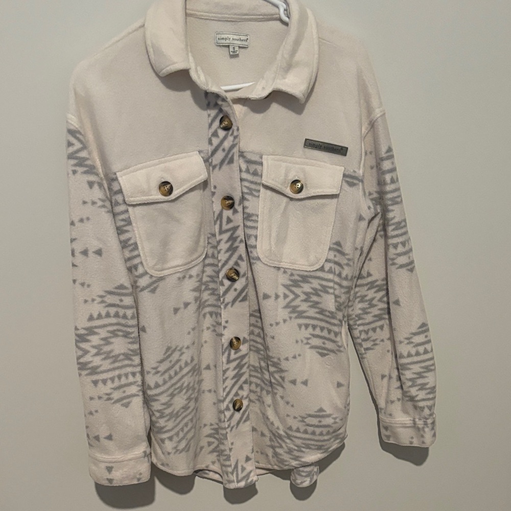 Simply Southern Cream and Gray Patterned soft sweater/Jacket